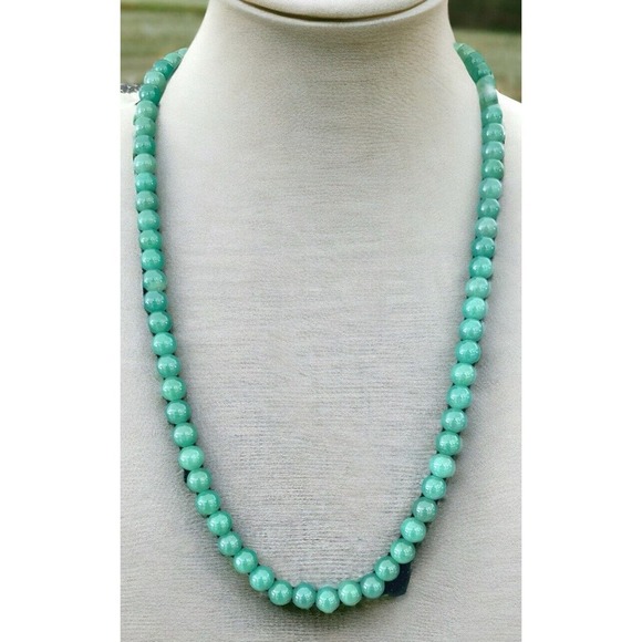 30 Inch Strand of Green Jade Jadeite Beads 10mm Sterling Barrel Clasp 101 Gram - Picture 12 of 12